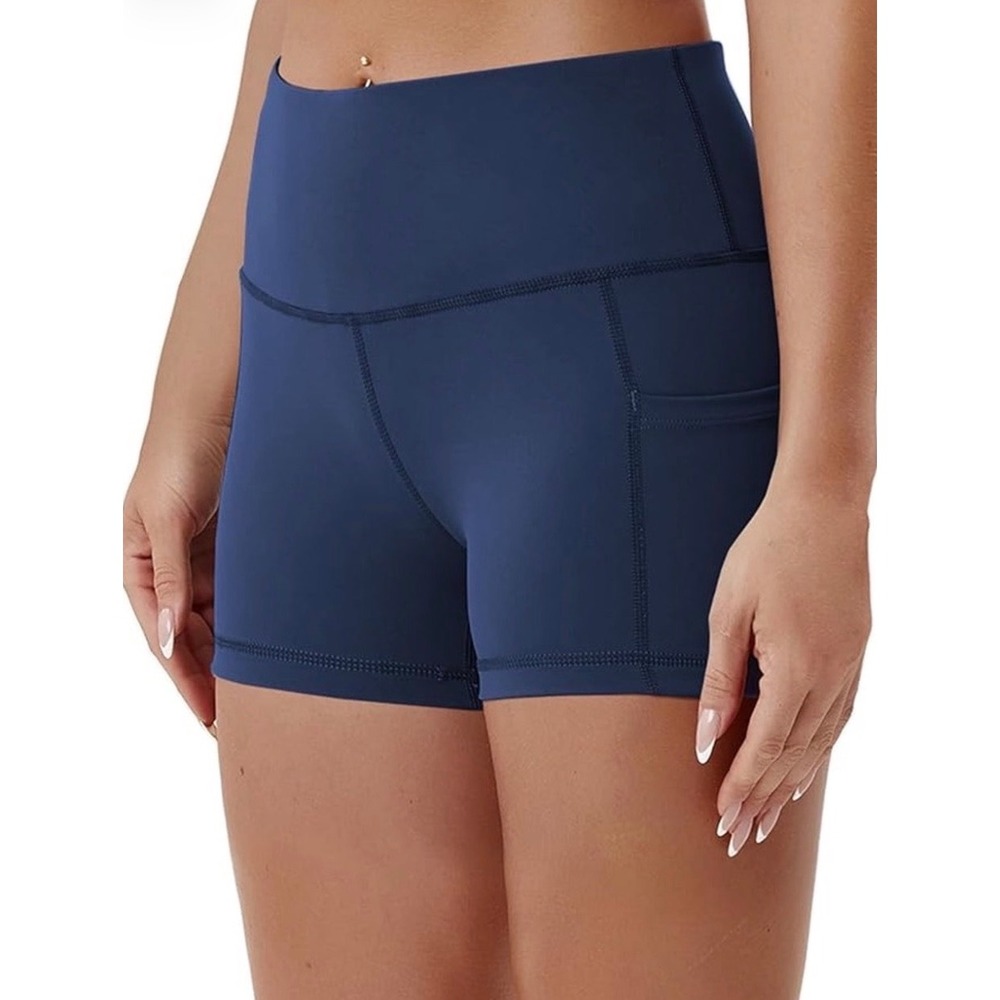 Varley Womens Navy Blue High Rise Athletic Compression Biker Shorts Size S